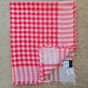NWT J. Crew Gingham Cotton Lightweight Red Scarf